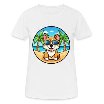 Lunettes de soleil de dessin animé de race de chien de jouet russe plage - T-shirt respirant Femme - blanc - Devant - AI Model Female 172 dark (172cm)