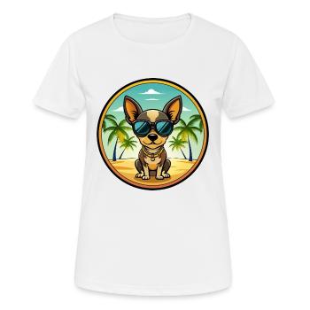 Lunettes de soleil de dessin animé Russian Toy Terrier Dog Breed - T-shirt respirant Femme - blanc - Devant - AI Model Female 172 dark (172cm)
