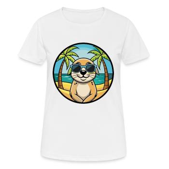 Seskar phoque chien race dessin animé lunettes de soleil plage - T-shirt respirant Femme - blanc - Devant - AI Model Female 172 dark (172cm)