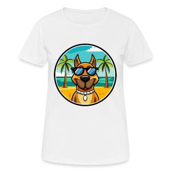 Chien de chasse serbe race dessin animé lunettes de soleil plage - T-shirt respirant Femme - blanc - Devant - AI Model Female 172 dark (172cm)