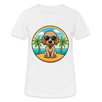 Spanisch Wasser Hund Rasse Cartoon Sonnenbrille Strand - Frauen T-Shirt atmungsaktiv - Weiß - Vorne - AI Model Female 172 dark (172cm)