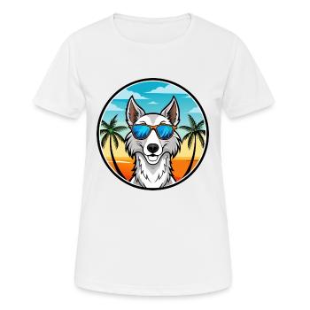 Chien-loup russe race de chien dessin animé lunettes de soleil plage - T-shirt respirant Femme - blanc - Devant - AI Model Female 172 dark (172cm)