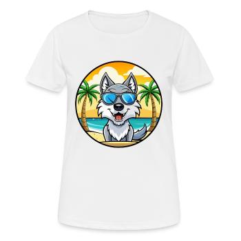 Saarloos Wolfdog Rasse Cartoon Sonnenbrille Strand - Frauen T-Shirt atmungsaktiv - Weiß - Vorne - AI Model Female 172 dark (172cm)