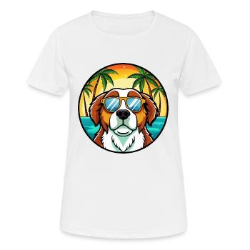 Bernhardiner Hunderasse Cartoon Sonnenbrille Strand - Frauen T-Shirt atmungsaktiv - Weiß - Vorne - AI Model Female 172 dark (172cm)