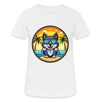 Schipperke Dog Breed Cartoon Sunglasses Beach - Women's Breathable T-Shirt - white - Front - AI Model Female 172 dark (172cm)