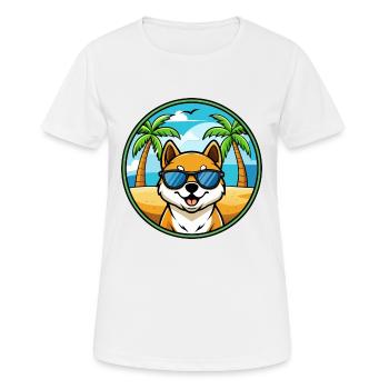 Shikoku Dog Breed Cartoon Sunglasses Beach - Women's Breathable T-Shirt - white - Front - AI Model Female 172 dark (172cm)