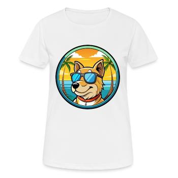 Sapsali Dog Breed Cartoon Sunglasses Beach - Women's Breathable T-Shirt - white - Front - AI Model Female 172 dark (172cm)