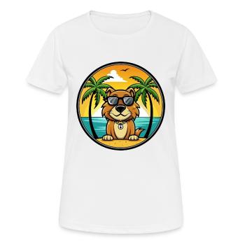 Smaland Hound Hund Rasse Cartoon Sonnenbrille Strand - Frauen T-Shirt atmungsaktiv - Weiß - Vorne - AI Model Female 172 dark (172cm)