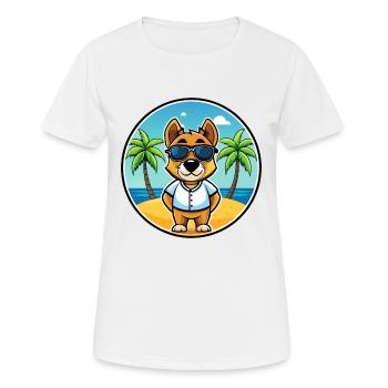 Sporting Lucas Terrier Chien Race Dessin Animé Plage - T-shirt respirant Femme - blanc - Devant - AI Model Female 172 dark (172cm)