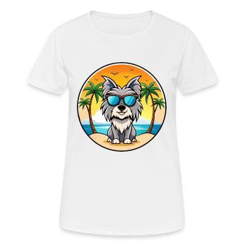 Skye Terrier Hunderasse Cartoon Sonnenbrille Strand - Frauen T-Shirt atmungsaktiv - Weiß - Vorne - AI Model Female 172 dark (172cm)