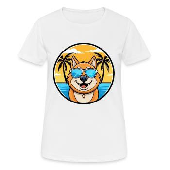 Plage de dessin animé de race de chien Ovcharka de Russie du Sud - T-shirt respirant Femme - blanc - Devant - AI Model Female 172 dark (172cm)