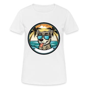 Stephens Cur Hunderasse Cartoon Sonnenbrille Strand - Frauen T-Shirt atmungsaktiv - Weiß - Vorne - AI Model Female 172 dark (172cm)