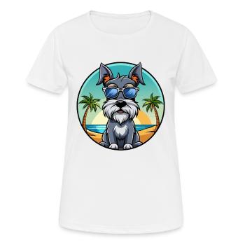 Standard Schnauzer Hunderasse Cartoon Sonnenbrille - Frauen T-Shirt atmungsaktiv - Weiß - Vorne - AI Model Female 172 dark (172cm)