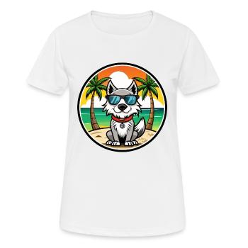 Taigan Kyrgyz Taighany Dog Breed Cartoon Beach - Women's Breathable T-Shirt - white - Front - AI Model Female 172 dark (172cm)