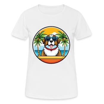 Bernhardiner Hunderasse Cartoon Sonnenbrille Strand - Frauen T-Shirt atmungsaktiv - Weiß - Vorne - AI Model Female 172 dark (172cm)
