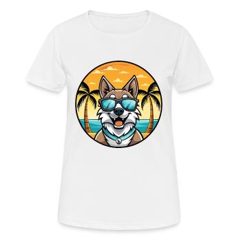 Tamaskan Dog Breed Cartoon Sunglasses Beach - Women's Breathable T-Shirt - white - Front - AI Model Female 172 dark (172cm)