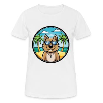 Tosa Hunderasse Cartoon Sonnenbrille Strand - Frauen T-Shirt atmungsaktiv - Weiß - Vorne - AI Model Female 172 dark (172cm)