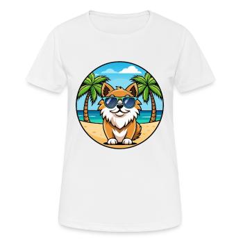 Épagneul tibétain race chien dessin animé lunettes de soleil plage - T-shirt respirant Femme - blanc - Devant - AI Model Female 172 dark (172cm)
