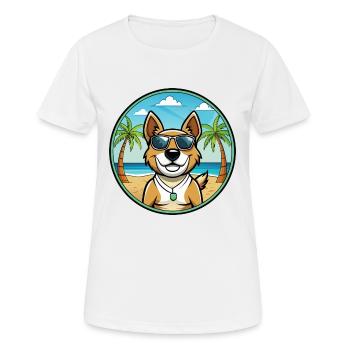 Teddy Roosevelt Terrier Dog Breed Cartoon Beach - Women's Breathable T-Shirt - white - Front - AI Model Female 172 dark (172cm)