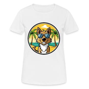 Tiroler Bracke Hunderasse Cartoon Sonnenbrille Strand - Frauen T-Shirt atmungsaktiv - Weiß - Vorne - AI Model Female 172 dark (172cm)