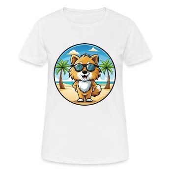 Spielzeug Deutscher Spitz Hund Rasse Cartoon Sonnenbrille Strand - Frauen T-Shirt atmungsaktiv - Weiß - Vorne - AI Model Female 172 dark (172cm)