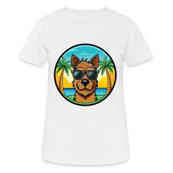 Welsh Terrier Chien Race Dessin Animé Lunettes De Soleil Plage - T-shirt respirant Femme - blanc - Devant - AI Model Female 172 dark (172cm)