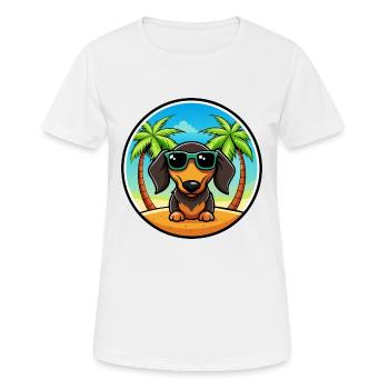 Drahthaardackel Hunderasse Cartoon Sonnenbrille - Frauen T-Shirt atmungsaktiv - Weiß - Vorne - AI Model Female 172 dark (172cm)