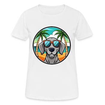 Weimaraner Hund Rasse Cartoon Sonnenbrille Strand - Frauen T-Shirt atmungsaktiv - Weiß - Vorne - AI Model Female 172 dark (172cm)