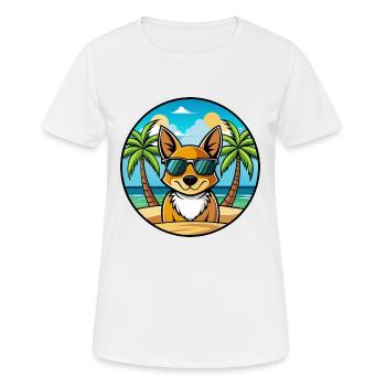 St Miguel Cattle Dog Breed Cartoon Sunglass Beach - Women's Breathable T-Shirt - white - Front - AI Model Female 172 dark (172cm)