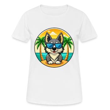 Suédois Vallhund Race Chien Dessin Animé Lunettes De Soleil Plage - T-shirt respirant Femme - blanc - Devant - AI Model Female 172 dark (172cm)