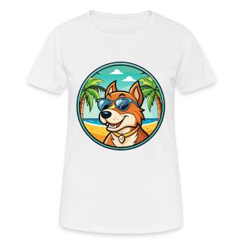 Taigan Dog Breed Cartoon Sunglasses Beach - Women's Breathable T-Shirt - white - Front - AI Model Female 172 dark (172cm)