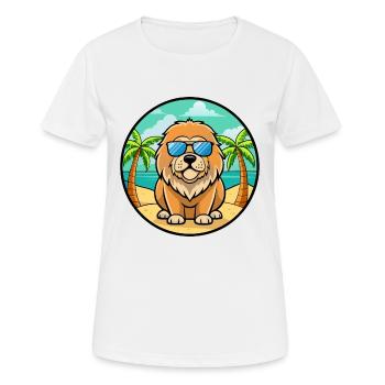 Tibetische Dogge Hunderasse Cartoon Sonnenbrille Strand - Frauen T-Shirt atmungsaktiv - Weiß - Vorne - AI Model Female 172 dark (172cm)
