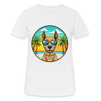 Thai Ridgeback Hund Rasse Cartoon Sonnenbrille Strand - Frauen T-Shirt atmungsaktiv - Weiß - Vorne - AI Model Female 172 dark (172cm)