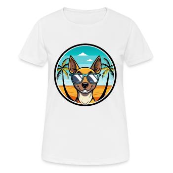 Spielzeug Manchester Terrier Hunderasse Cartoon Strand - Frauen T-Shirt atmungsaktiv - Weiß - Vorne - AI Model Female 172 dark (172cm)