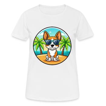 Toy Fox Terrier Chien Race Dessin Animé Lunettes De Soleil Plage - T-shirt respirant Femme - blanc - Devant - AI Model Female 172 dark (172cm)