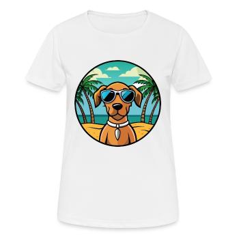 Vizsla Dog Breed Cartoon Sunglasses Beach - Women's Breathable T-Shirt - white - Front - AI Model Female 172 dark (172cm)