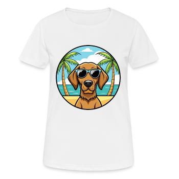 Vizsla à poil dur race de chien dessin animé lunettes de soleil plage - T-shirt respirant Femme - blanc - Devant - AI Model Female 172 dark (172cm)