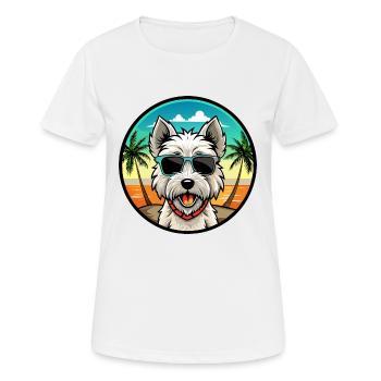 West Highland Terrier Dog Breed Cartoon Sunglasses - Women's Breathable T-Shirt - white - Front - AI Model Female 172 dark (172cm)