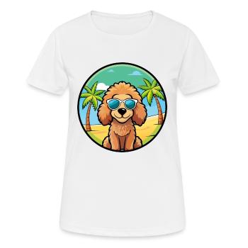 Toy Poodle Dog Breed Cartoon Sunglasses Beach - Women's Breathable T-Shirt - white - Front - AI Model Female 172 dark (172cm)