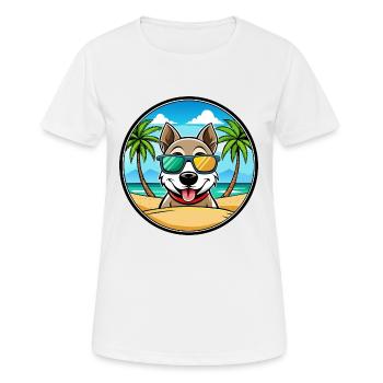 Alopekis Dog Breed Cartoon Sunglasses Beach - Women's Breathable T-Shirt - white - Front - AI Model Female 172 dark (172cm)