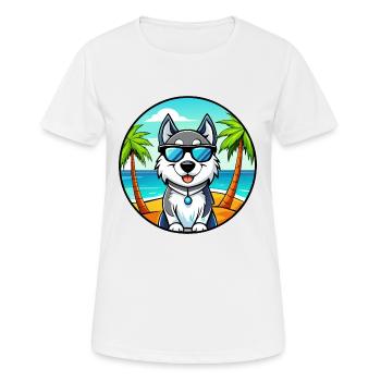Alaskan Husky Hunderasse Cartoon Sonnenbrille Strand - Frauen T-Shirt atmungsaktiv - Weiß - Vorne - AI Model Female 172 dark (172cm)