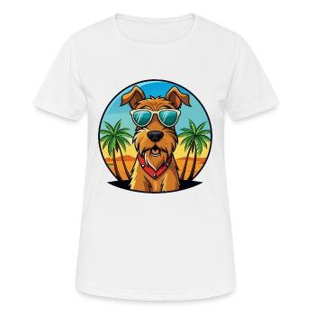 Airedale Terrier Chien Race Dessin Animé Lunettes De Soleil Plage - T-shirt respirant Femme - blanc - Devant - AI Model Female 172 dark (172cm)