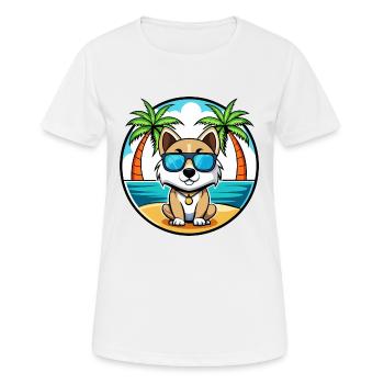 Akbash Hunderasse Cartoon Sonnenbrille Strand - Frauen T-Shirt atmungsaktiv - Weiß - Vorne - AI Model Female 172 dark (172cm)