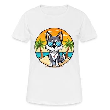 Alaskan Klee Kai Chien Race Dessin Animé Lunettes De Soleil Plage - T-shirt respirant Femme - blanc - Devant - AI Model Female 172 dark (172cm)
