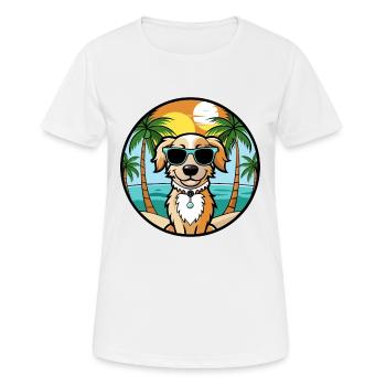 Alpine Spaniel Dog Breed Cartoon Sunglasses Beach - Women's Breathable T-Shirt - white - Front - AI Model Female 172 dark (172cm)