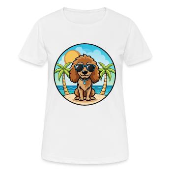 Épagneul d’eau américain race de chien dessin animé plage - T-shirt respirant Femme - blanc - Devant - AI Model Female 172 dark (172cm)