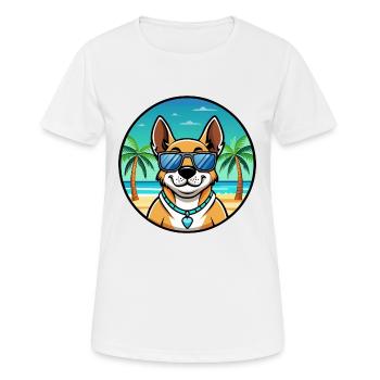 Australian Cattle Dog Breed Cartoon Sunglass Beach - Women's Breathable T-Shirt - white - Front - AI Model Female 172 dark (172cm)