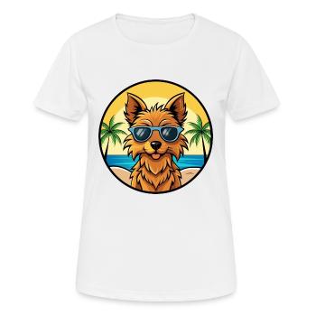 Australian Terrier Hunderasse Cartoon Sonnenbrille - Frauen T-Shirt atmungsaktiv - Weiß - Vorne - AI Model Female 172 dark (172cm)