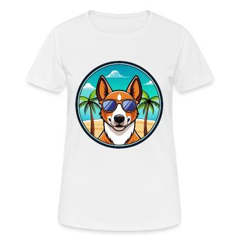 Basenji Hunderasse Cartoon Sonnenbrille Strand - Frauen T-Shirt atmungsaktiv - Weiß - Vorne - AI Model Female 172 dark (172cm)
