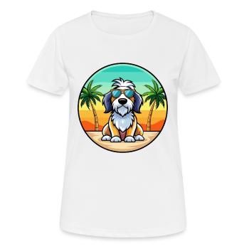 Basset Griffon Vendéen Race De Chien Dessin Animé Plage - T-shirt respirant Femme - blanc - Devant - AI Model Female 172 dark (172cm)